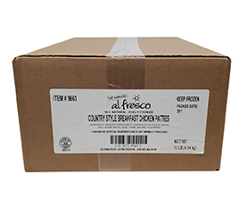 Al Fresco Country Style Fully Cooked Breakfast Chicken Patty Food Service 2/5#