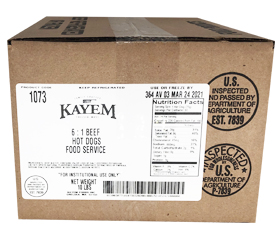 Kayem 6:1 Beef Hot Dogs Foodservice 7″