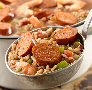 Jambalaya with Hot Sausage and Shrimp