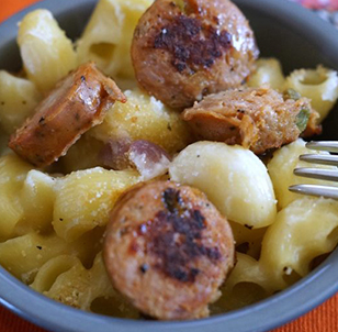 4-Pepper Hot Sausage Macaroni and Cheese